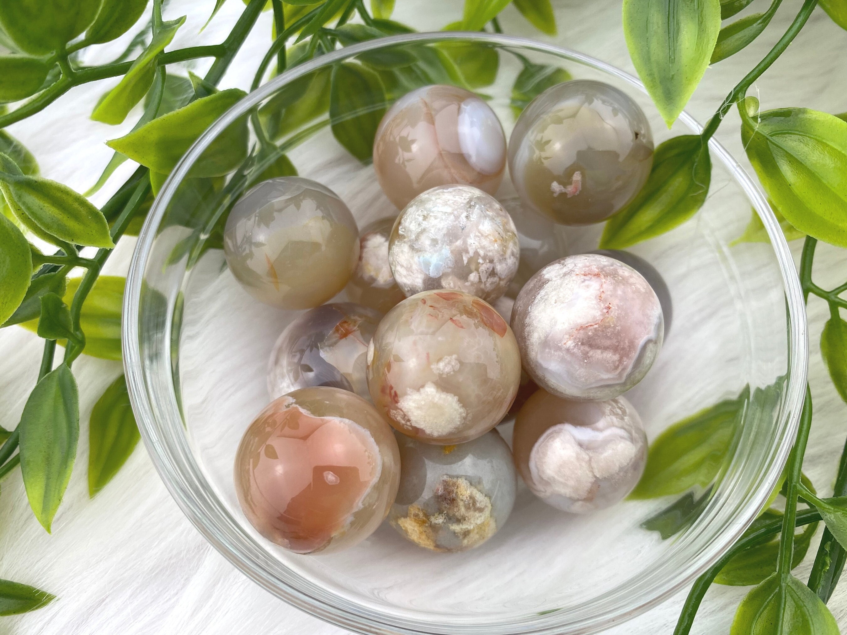 Pink Flower Agate Sphere - Flower Agate Crystal Ball - 25MM Flower Agate Spheres - Sakura Agate - Flower Agate Orb - Pink Flower Agate Stone