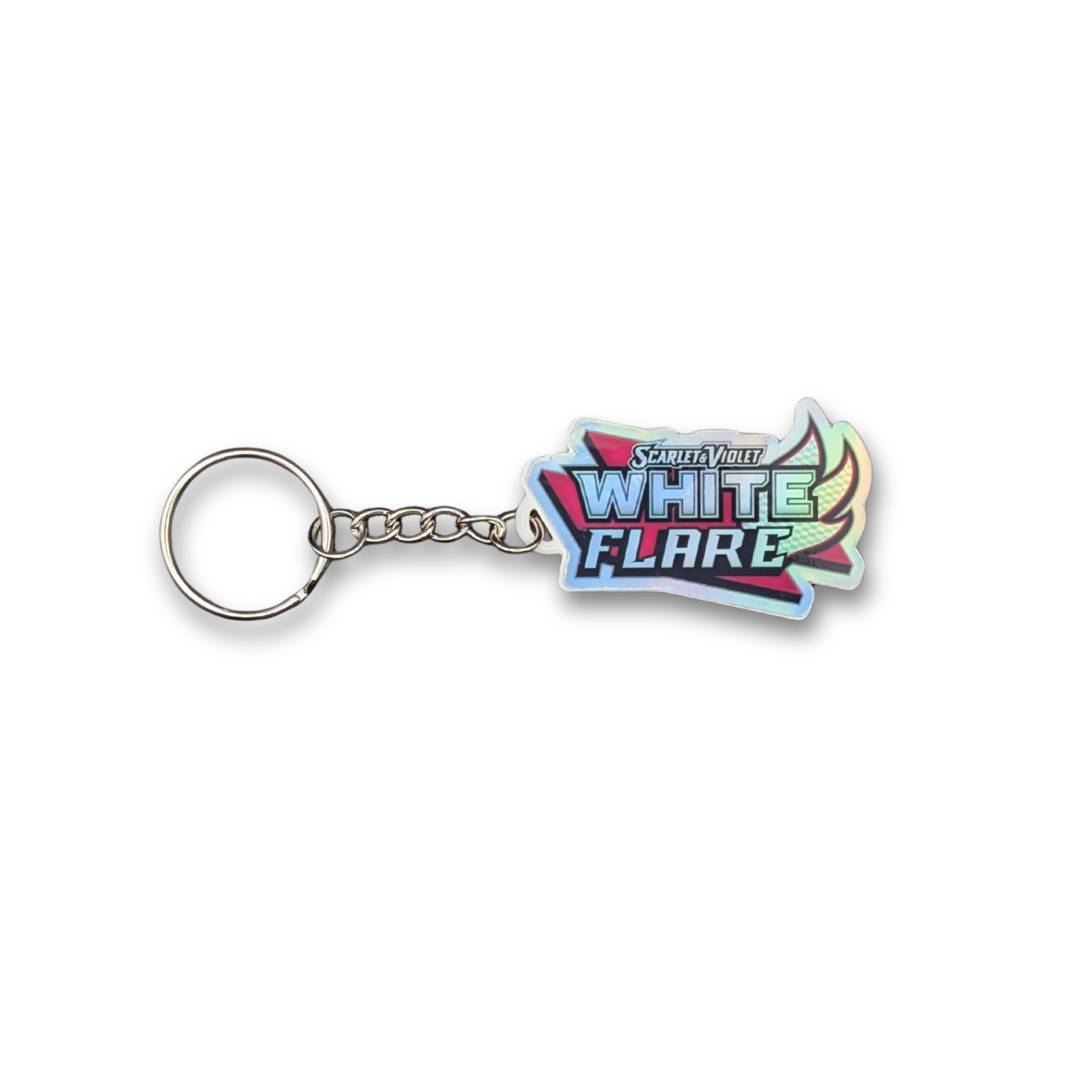 Pokemon TCG Scarlet & Violet White Flare Holographic Binder Tag Keychain